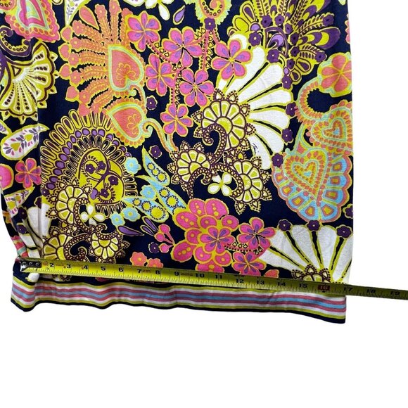 Trina Turk Sz 6 Mini Dress Floral Hippie Boho Kaleidoscope Lined Sleeves Stretch - Picture 10 of 12